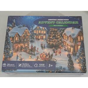 Merry Christmas Advent Calendar Jigsaw Puzzles 1008 pcs Factory Sealed -0125